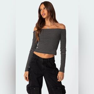 Edikted Striped Off-Shoulder Top